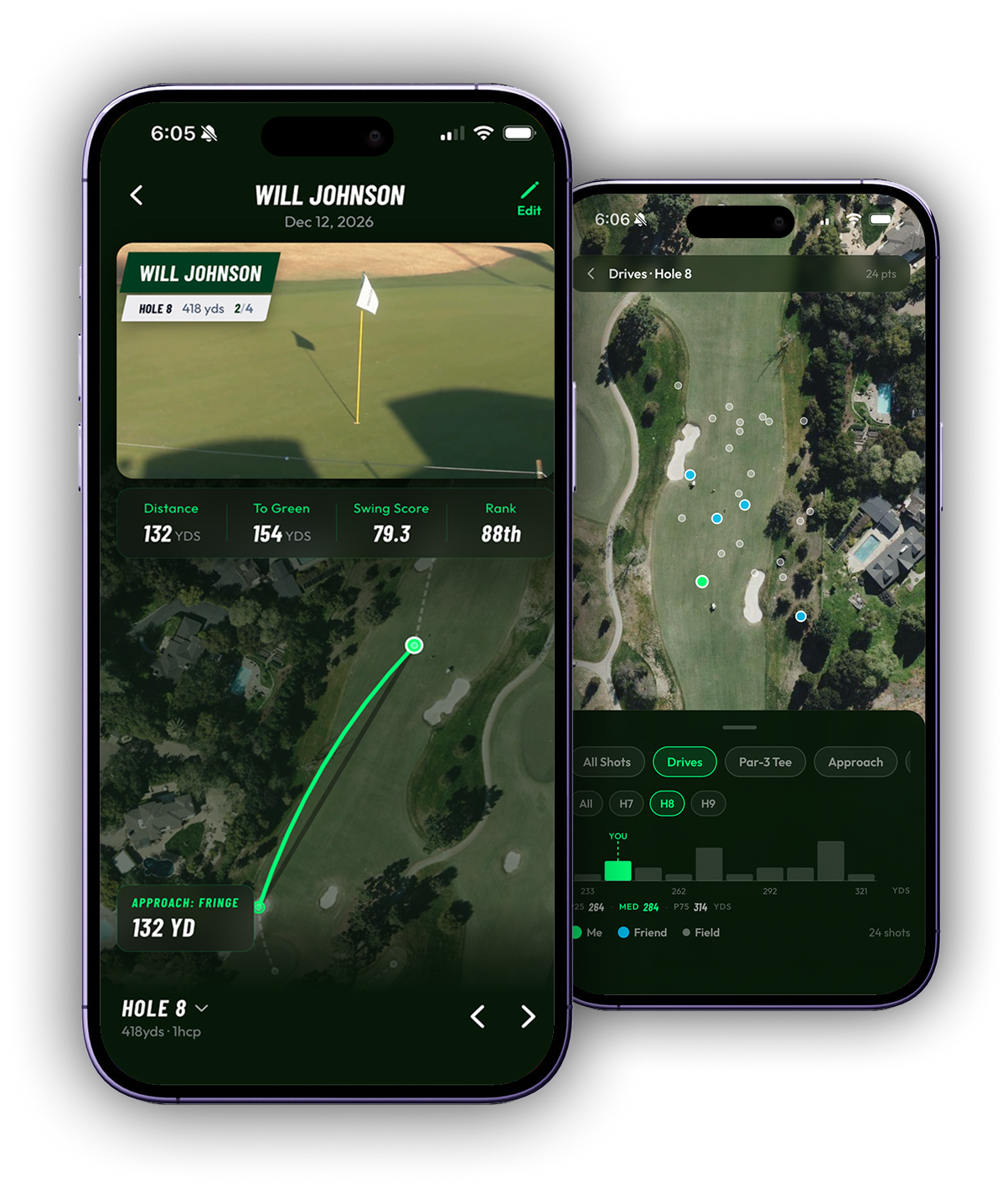 App showing shot videos and leaderboards